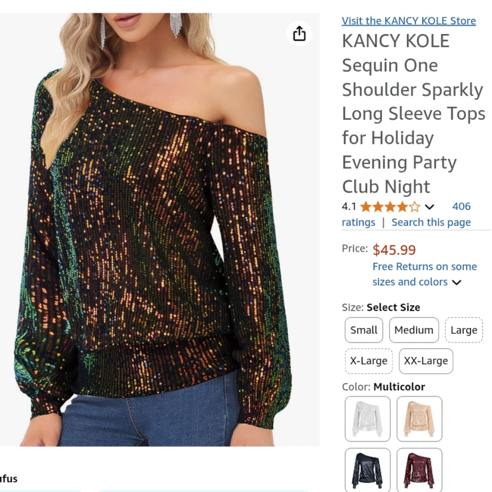 Sequin One Shoulder Sparkly Long Sleeve Top - Black and Gold